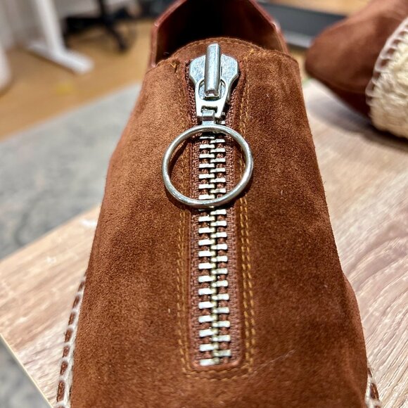 Alexander Wang Rich Brown Suede Devon Espadrille Platform Sneakers Zip Front 8 - Picture 11 of 16